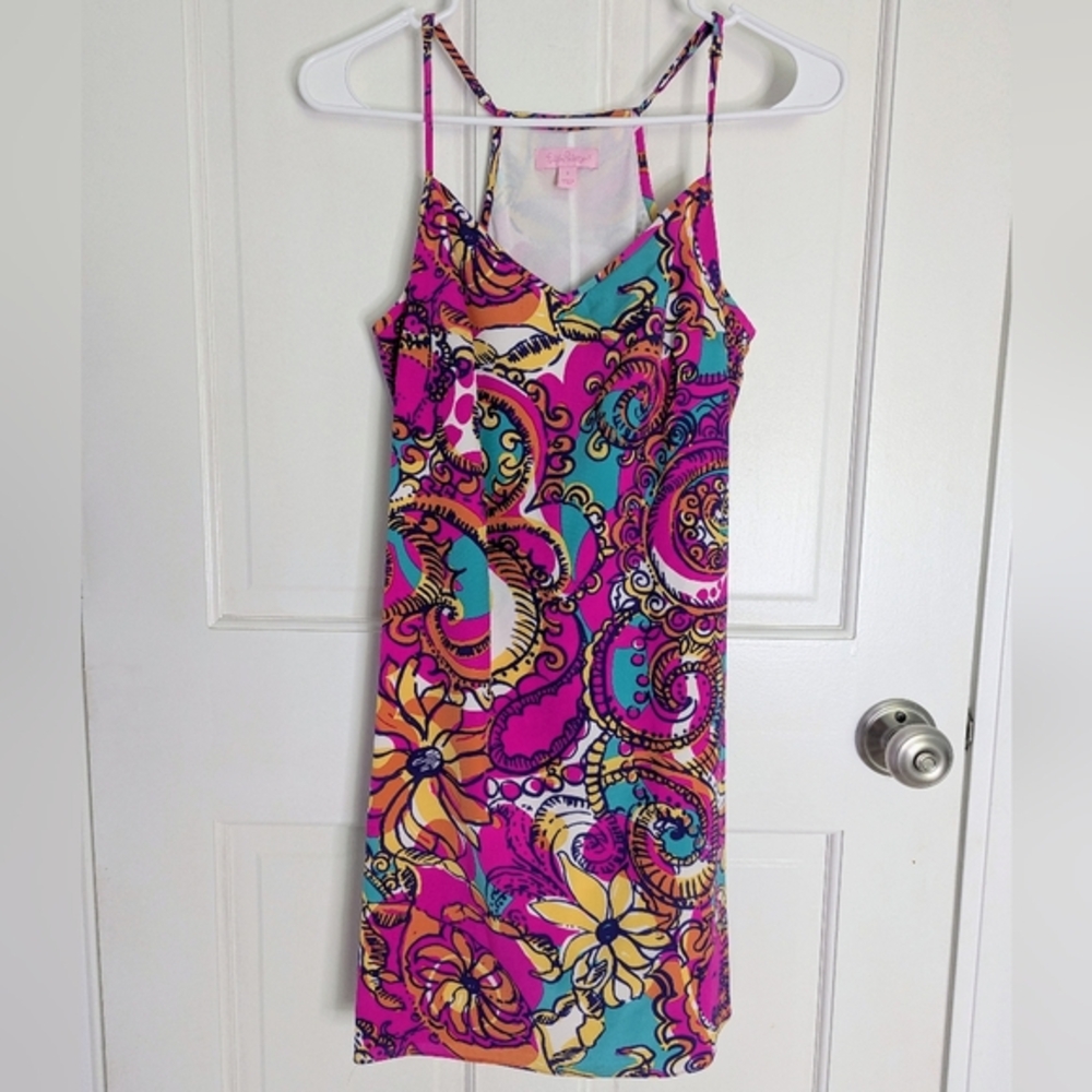 Lilly Pulitzer Colorful Patterned Spaghetti Strap Dress Size Small